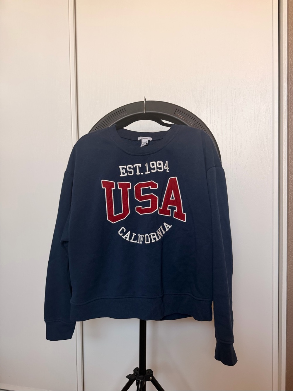 Crewneck Sweater with Red USA Patch